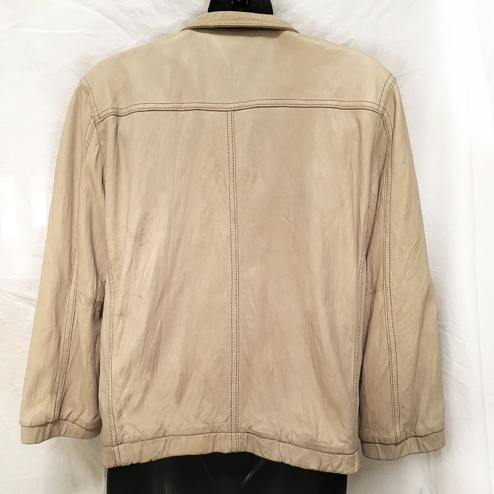 EVER beige lamb leather moto jacket (42" bust) - Picture 3 of 8